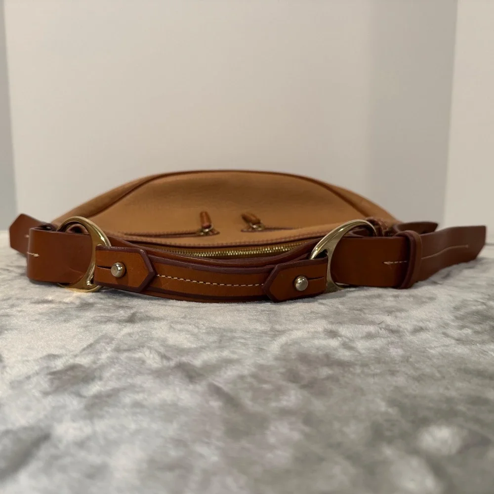 Dooney & Bourke Hobo Bag Tan Brown Medium Circle Purse Pebble Leather Y2K Rare